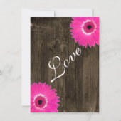 Bois rustique Hot rose pâle Invitations de mariage (Dos)