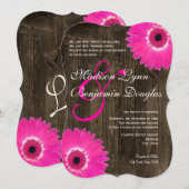 Bois rustique Hot rose pâle Invitations de mariage (Devant / Derrière)
