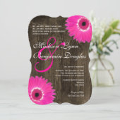 Bois rustique Hot rose pâle Invitations de mariage (Debout devant)