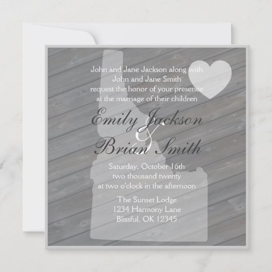 Bois rustique Idaho Gris invitations de mariage (Devant)