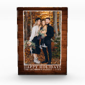 Bois rustique Imprimer Joyeuses Fêtes Bloc photo (Devant)