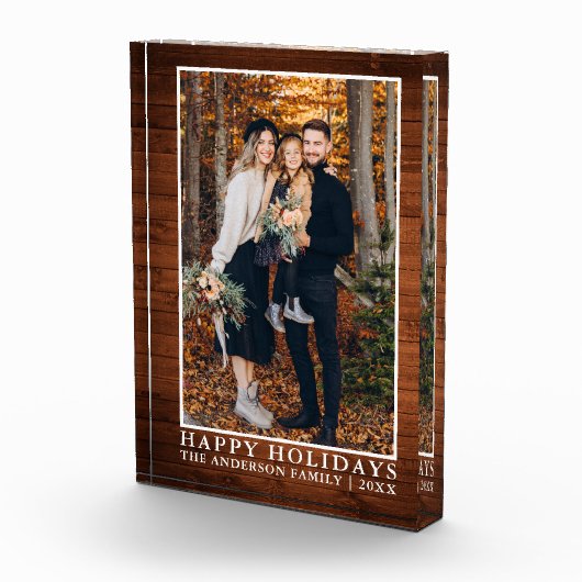 Bois rustique Imprimer Joyeuses Fêtes Bloc photo (Droite)