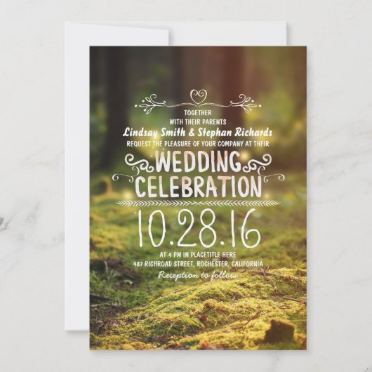 bois rustique invitation de mariage extérieur (Devant)