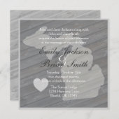 Bois rustique Invitations de mariage gris du Michi (Devant / Derrière)