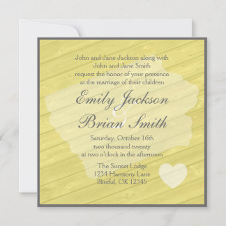Bois rustique Iowa invitations de mariage jaune