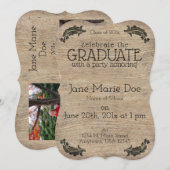 Bois rustique look personnalisé Invitations de gra (Devant / Derrière)