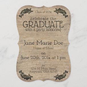 Bois rustique look personnalisé Invitations de gra