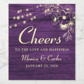 Bois rustique Lumières Mariage Étiquette de vin (Étiquettes simples)