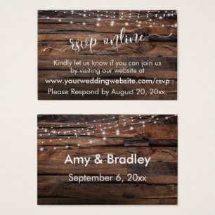 Bois rustique & Lumières Mariage RSVP Insertions e