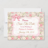 Bois rustique Magnet Réservez la date rose (Recto)