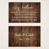 Bois rustique & Mariage de script RSVP Insertions  (Devant & derrière)
