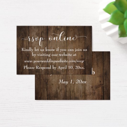 Bois rustique & Mariage de script RSVP Insertions  (Bureau)