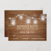 Bois rustique Mason Jar String éclats mariage RSVP (Devant / Derrière)