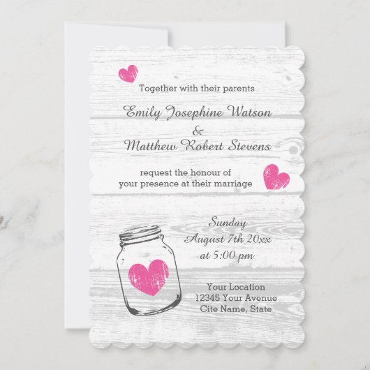 Bois rustique mason mariage campagnard invitations (Devant)