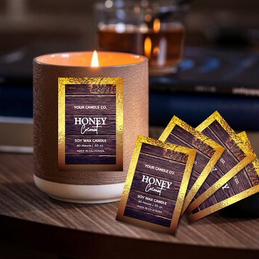 Bois rustique minimaliste Foil bordure étiquette b