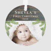 Bois Rustique Premier Noël de Bébé Photo (dos)