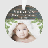 Bois Rustique Premier Noël de Bébé Photo (devant)