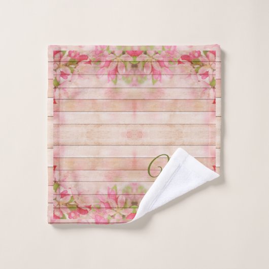 bois rustique, réception de mariage, monogramme fa (Gant de toilette)