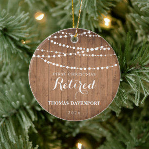 Bois rustique Retraité 1er Noël Ornement cérami