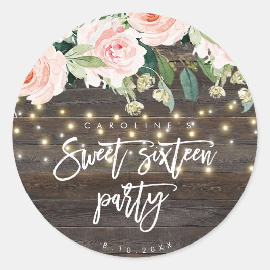 bois rustique rose floral doux 16 sticker (Devant)