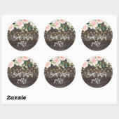 bois rustique rose floral doux 16 sticker (Feuille)
