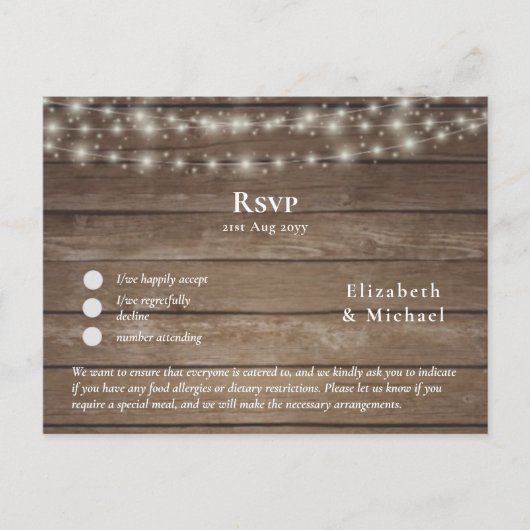 Bois rustique RSVP avec Modèle de menu (Devant)