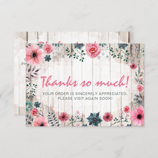 Bois rustique Shabby Chic Rose Anemone Merci (Devant / Derrière)