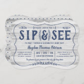 Bois rustique Sip et voir Baby shower Invitation (Devant / Derrière)