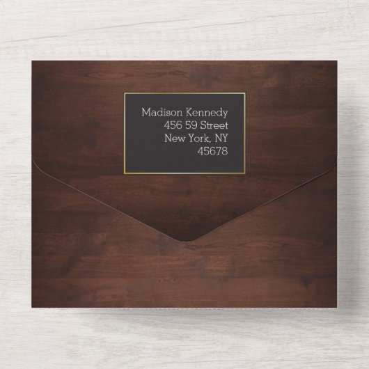 Bois rustique Tab tout en une invitation (Verso)