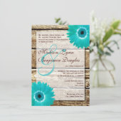 Bois rustique Turquoise Gerber Daisy Invitations d (Debout devant)