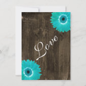Bois rustique Turquoise Gerber Daisy Invitations d (Dos)