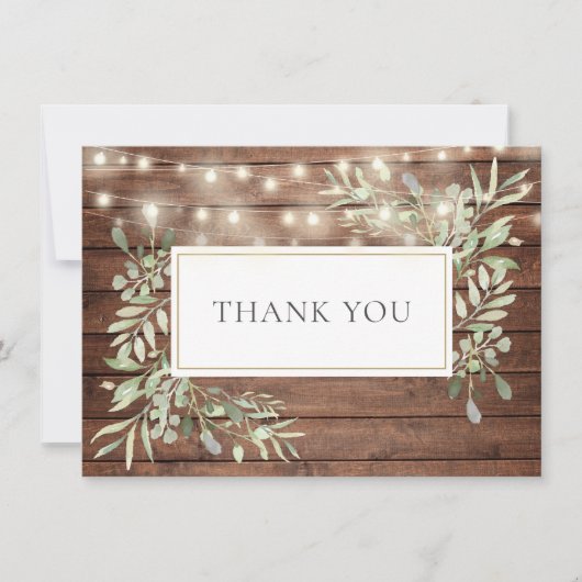 Bois rustique Vert String Lumières Merci (Devant)