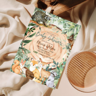 bois Safari Animaux baby shower Invitation
