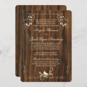 Bois sculpté Look ivoire Faire-part de mariage flo (Devant / Derrière)