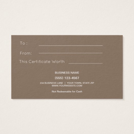 Bois simple à grange | Certificat Rustic de carte (Dos)