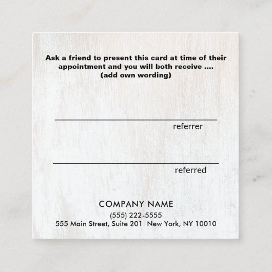 Bois simple Ajouter votre logo Carte de référence (Dos)