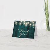 Bois Turquoise rustique avec lumières Merci Cartes (Devant)
