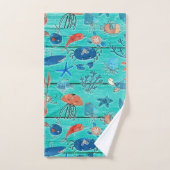 Bois Turquoise rustique et sous la mer Amis Whimsi (Serviette à main)