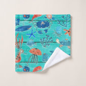 Bois Turquoise rustique et sous la mer Amis Whimsi (Gant de toilette)
