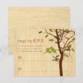 Bois veiné avec oiseaux amoureux RSVP (Devant / Derrière)