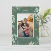 Bois vert Aquarelle Joyeux Carte photo de Noël (Debout devant)