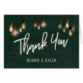 Bois vert foncé rustique avec lumière Edison Merci (Devant Horizontal)