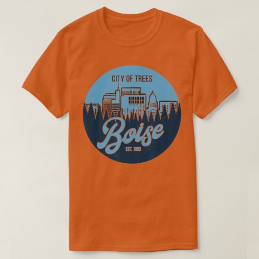 Boise City of Trees Idaho Skyline T-shirt (Design voorkant)