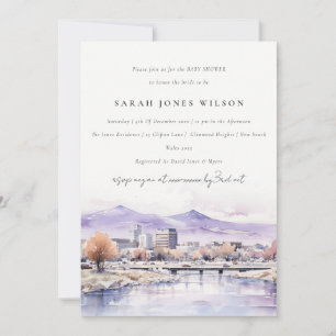 Boise, Idaho Aquarel Landschap Baby Shower Kaart