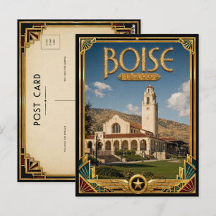 Boise Idaho Vintage Art Deco Gouden Tijdperk Briefkaart