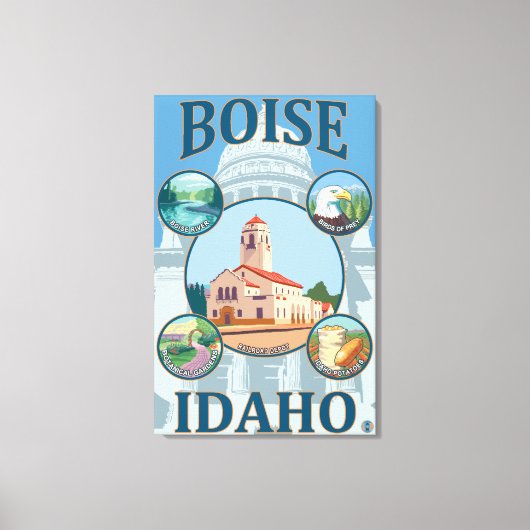 Boise, IdahoScene Travel Poster Canvas Afdruk (Voorkant)