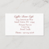 Boisson de café avec Carte de visite de café (Dos)