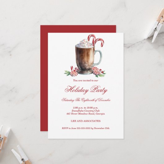 Boisson friandise invitation de fête de Noël (Devant/Arrière en situation)