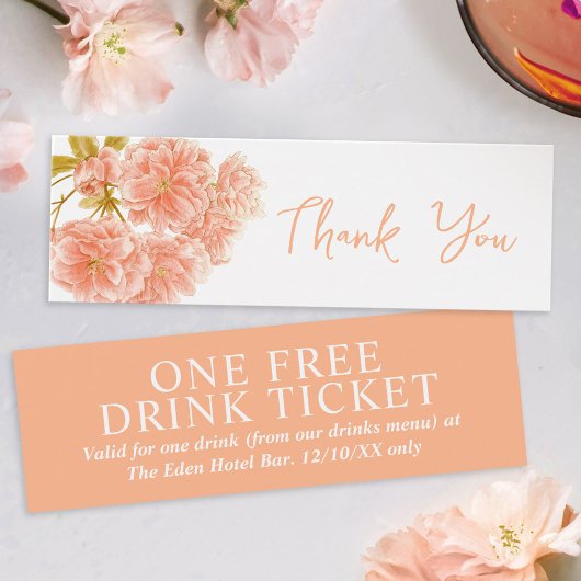 Boisson gratuite mariage voucher fleur de pêche