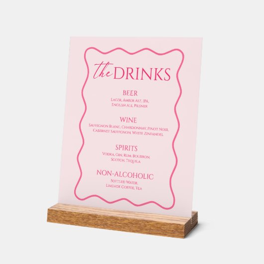 Boisson Rose Menu Bar Retro Wavy (Angle)